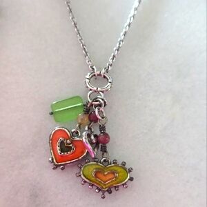 BRIGHTON Portobello Dangle Heart Charm Necklace 15"-16" adjustable link ♥️